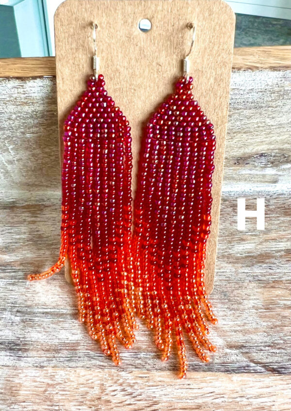 Bohemian seed bead earrings, Fringe earrings, Native-inspired *BIG SALE* - Image 9