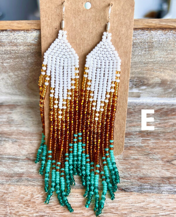 Bohemian seed bead earrings, Fringe earrings, Native-inspired *BIG SALE* - Image 6