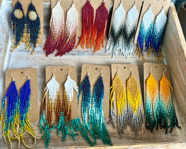 Bohemian seed bead earrings, Fringe earrings, Native-inspired *BIG SALE*