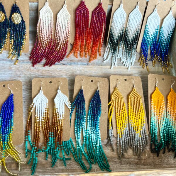 Bohemian seed bead earrings, Fringe earrings, Native-inspired *BIG SALE*