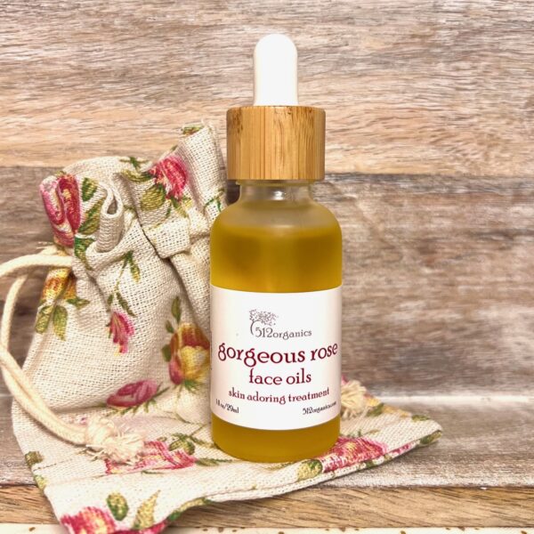 Gorgeous Rose face oils organic skin care frosted bottle bamboo cap