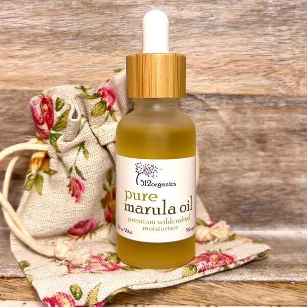 Pure Marula oil moisturizer frosted bottle bamboo cap